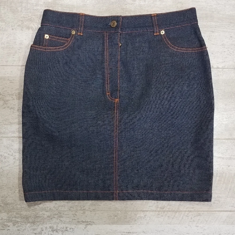 Michael Kors Orange Stitched Demin Jean Skirt 6